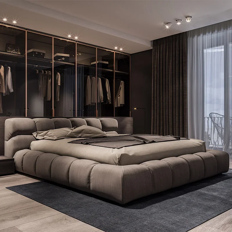 

Linlamlim Stoff Tuch Bett Doppel Größe Weiche Rechteck Bett Rahmen Nordic König/Königin Größe Hochzeit Lits Designer Polster