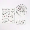 3pc/set Baby Swaddle Wrap New Born Receiving Blanket for Newborn Babies Accessories Soft Floral Headband Hat Bedding Baby Items 2
