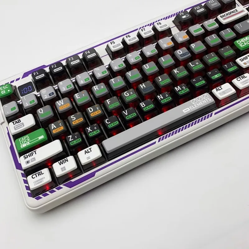 Transparente Pudim Keycaps Grupo Acessório Teclado Mecânico Mifuny Tema Elemento Químico Pbt Mda Perfil Gaming Key Caps