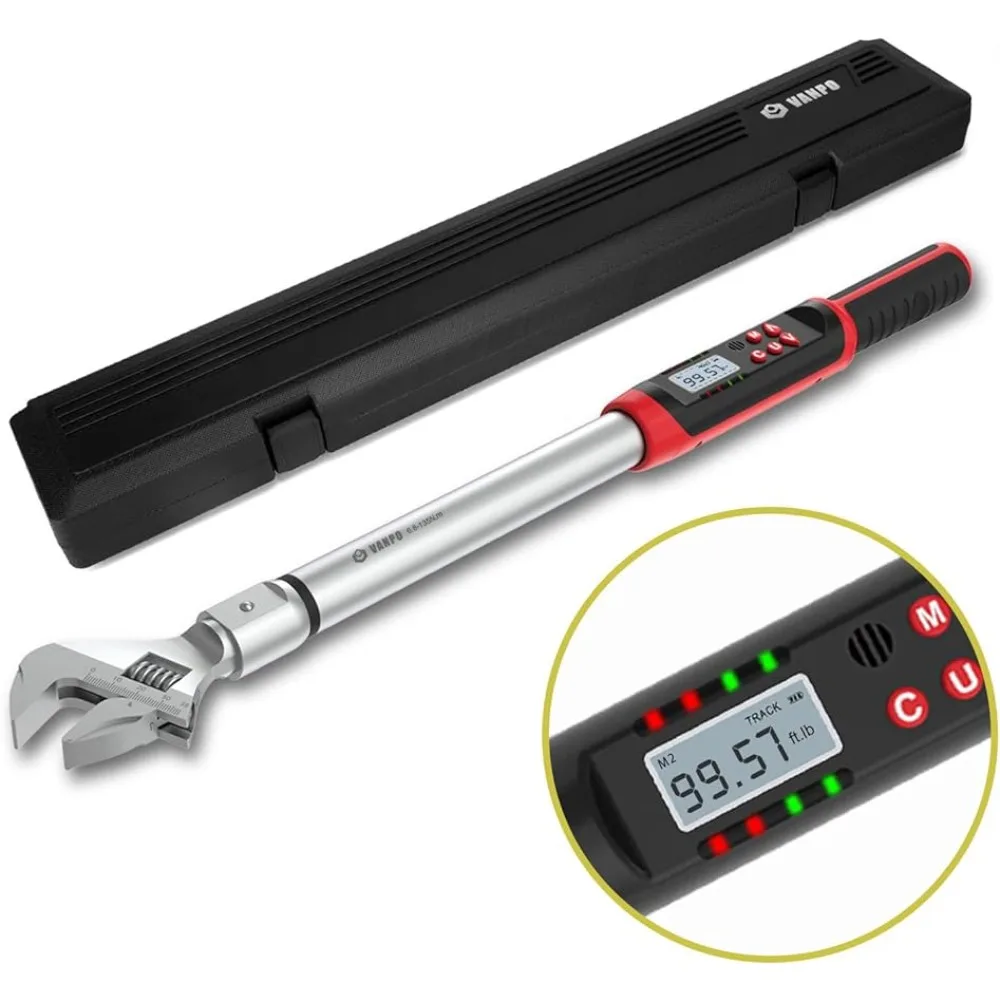 VANPOAdjustableDigitalTorqueWrench5996ftlbs68135Nm1418mm