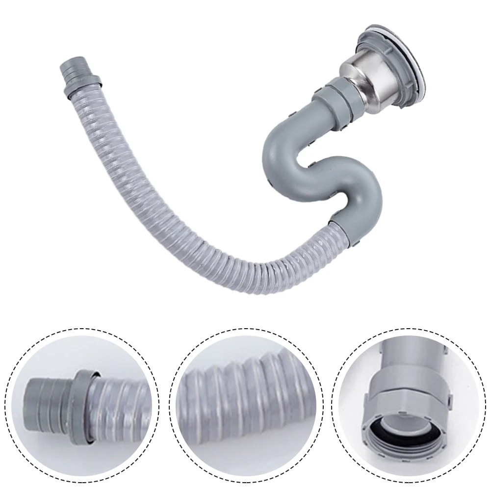 1 Pcs Stainless Steel Sink Drain Assembly S-trap Sink Drainer And Pipe S Bend Hose Wire Drain Kit For Bathroom Kitchen bathroom basin bottle trap drain with sink pop up siphon euro mordern fixture golden black p trap hose for home renovation