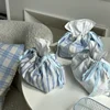 Portable Tissue Box Draw Rope Tissue Storage Bag Ins Grid Stripe Paper Organizer Wet Wipes Case Car Pouch Outdoor Useful Korean 3