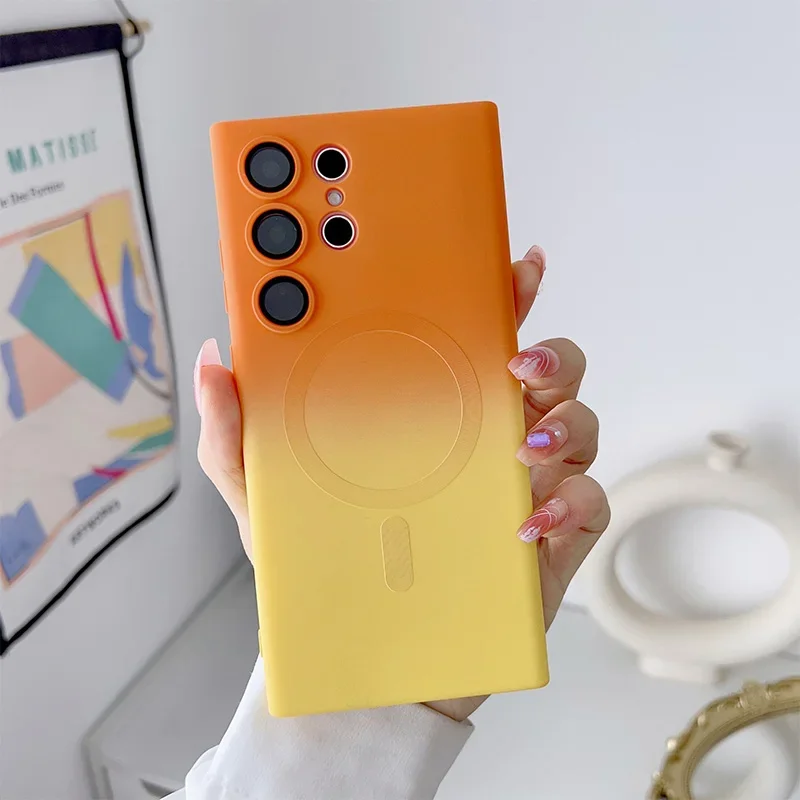 Gradient Color Silicone Shockproof Phone Case with Lens Film