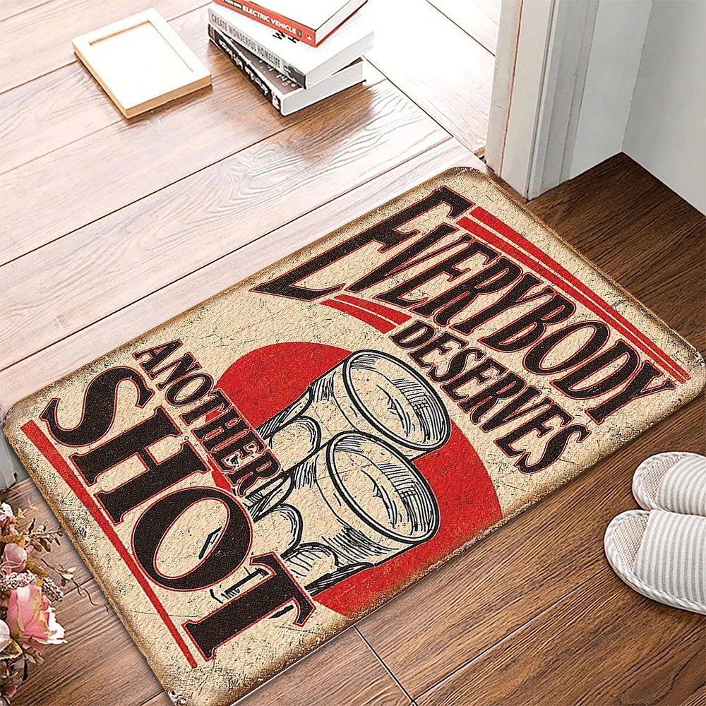 

Toilet Carpet Absorbing Pads Bar and Grill Retro Tin Sign Bathroom Rugs Anti-slip Floor Cushion Entrance Door Mat Bath Decor