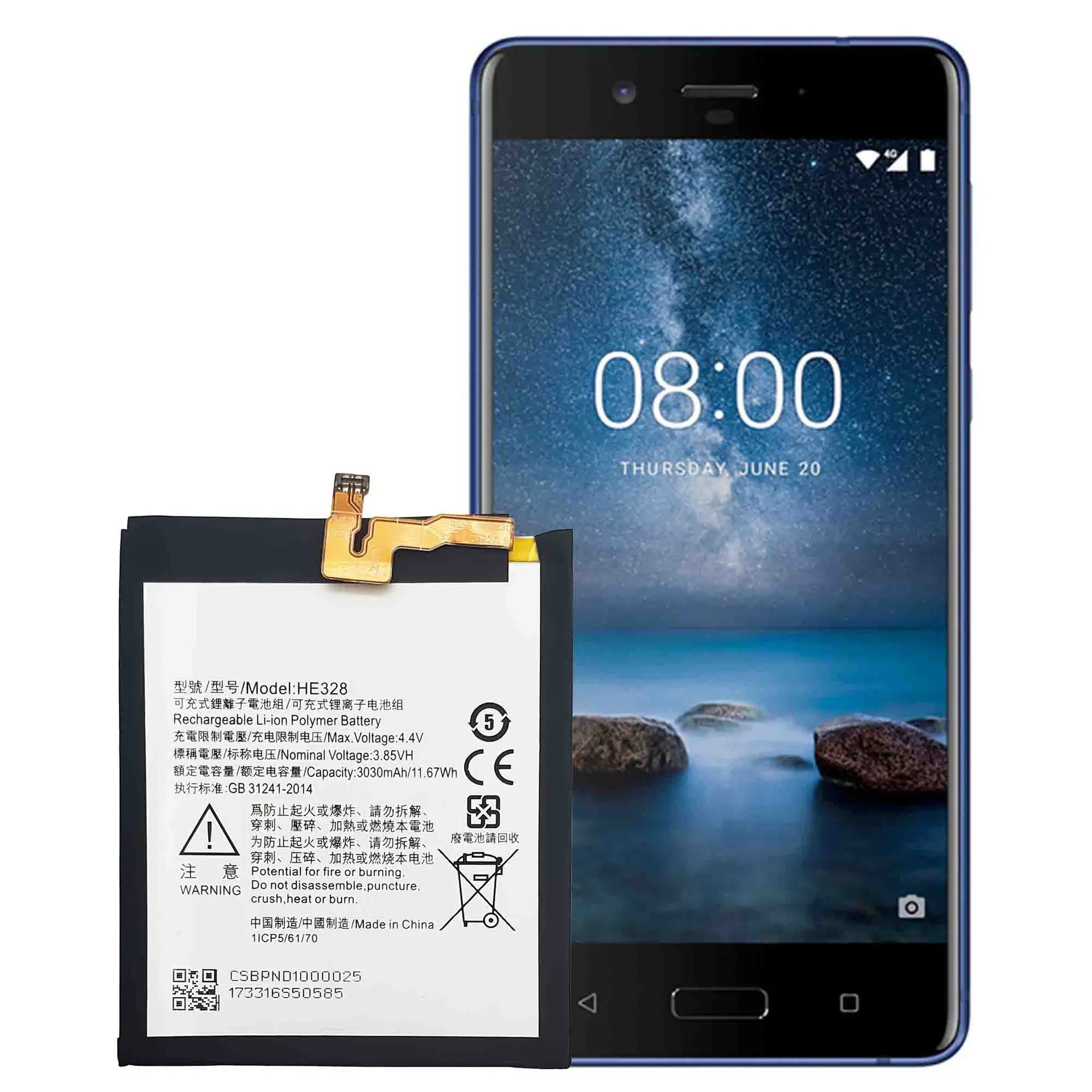 HE328 Battery For Nokia 8 NK8 TA-1004 TA-1012 TA-1052 high capacity Capacity Mobile Phone Batteries Bateria