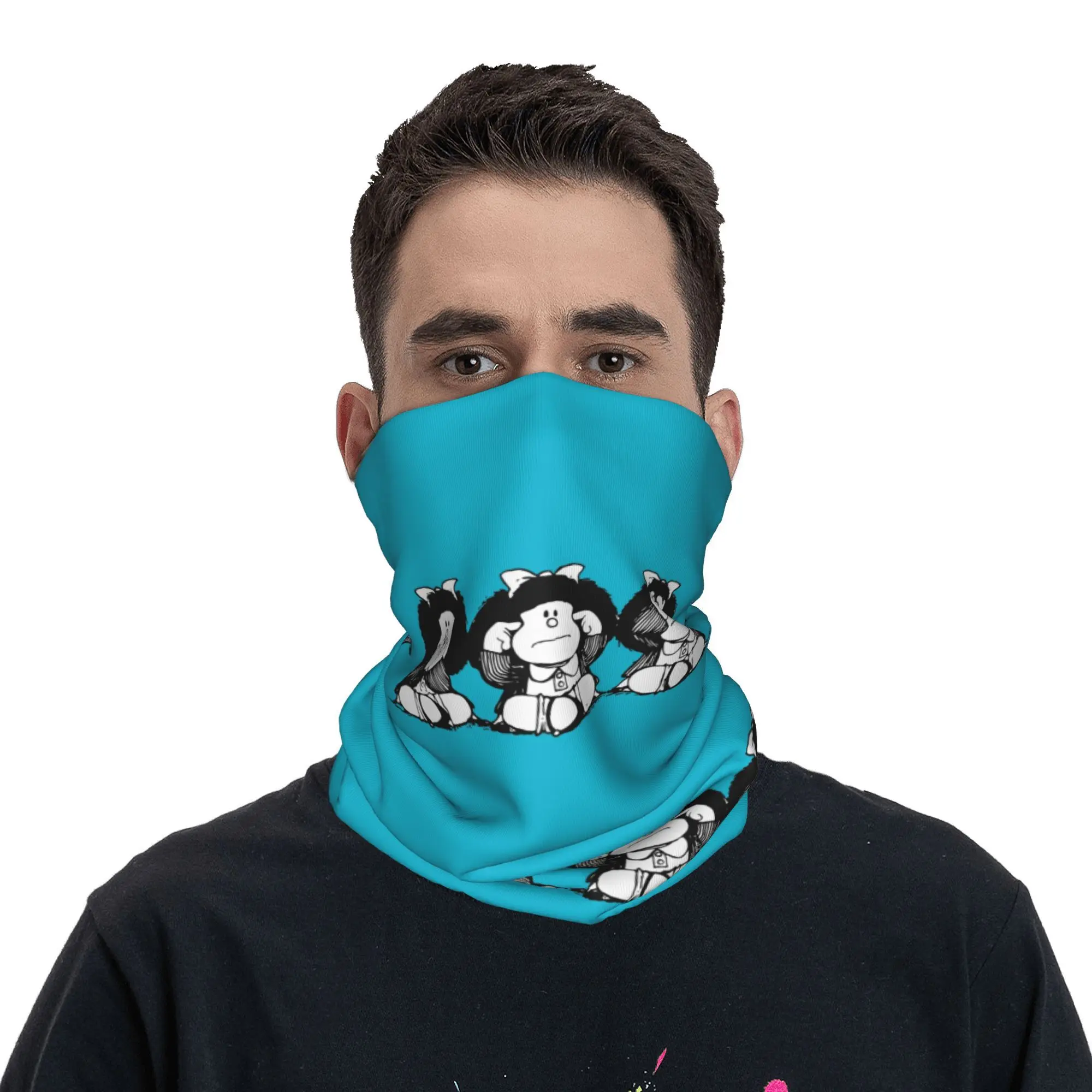 Humor Mafalda Neck Gaiter Women Men Windproof Winter Quino Cartoon Manga Bandana Scarf for Cycling