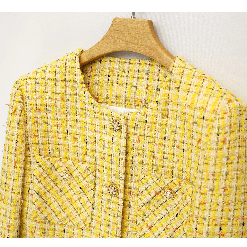 Yellow Luxury Woven Small Fragrance Jacket Women's Casual Fashion