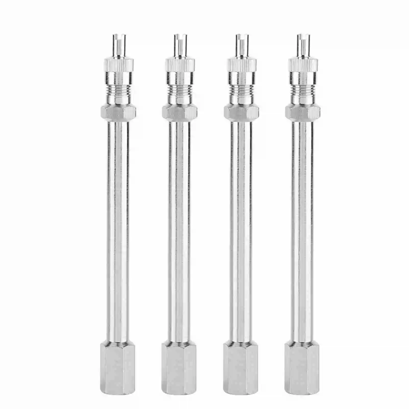 4Pcs 100mm Chrome Valve Extender Inner Tyre Valves Extension Wheel Aluminium Valve Extender For Two-wheel Joint car Bus Truck