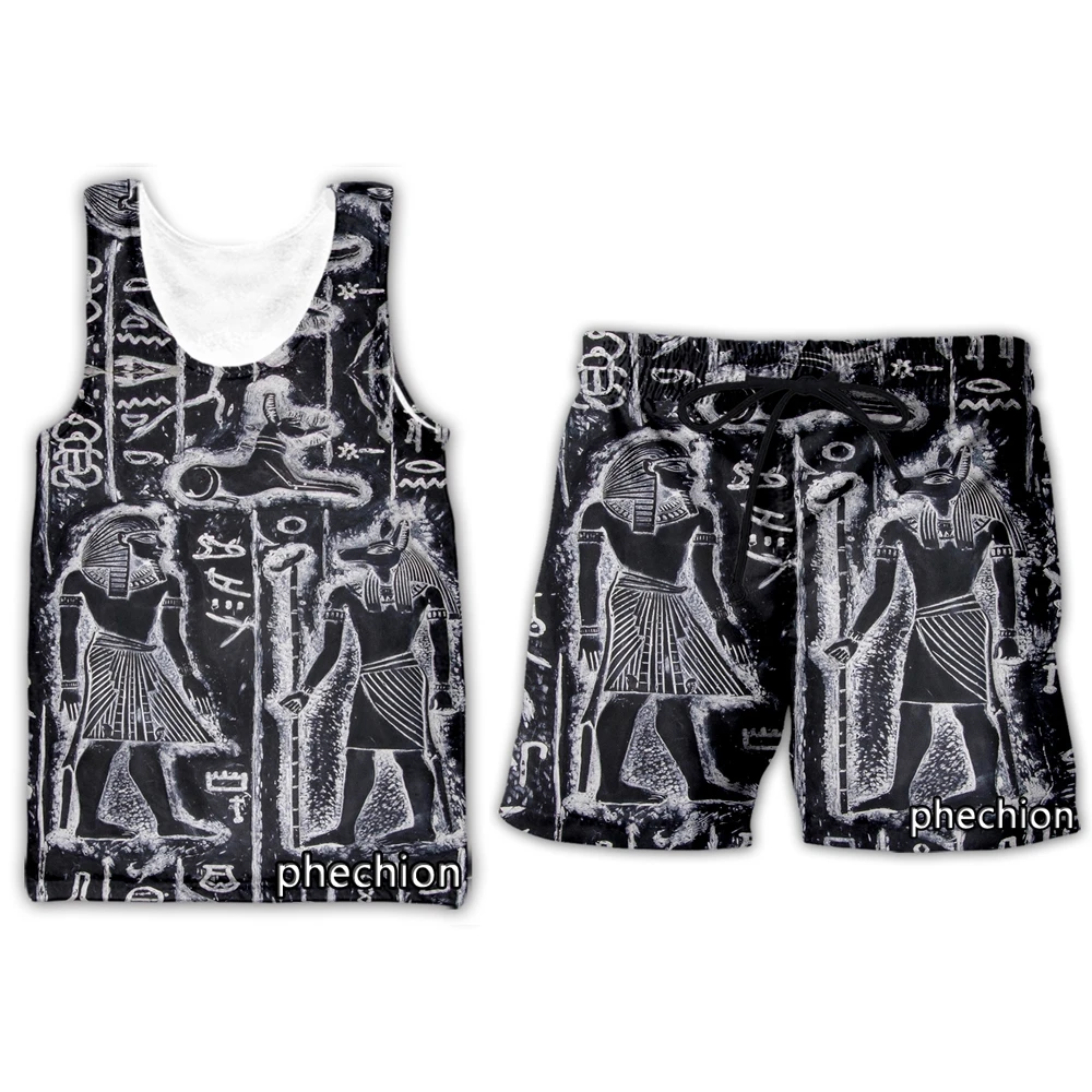 

phechion New Men/Women Egyptian Symbol Pharaoh 3D Printed Clothing Summer Fashion Streetwear Vest Men Loose Sporting Shorts T14
