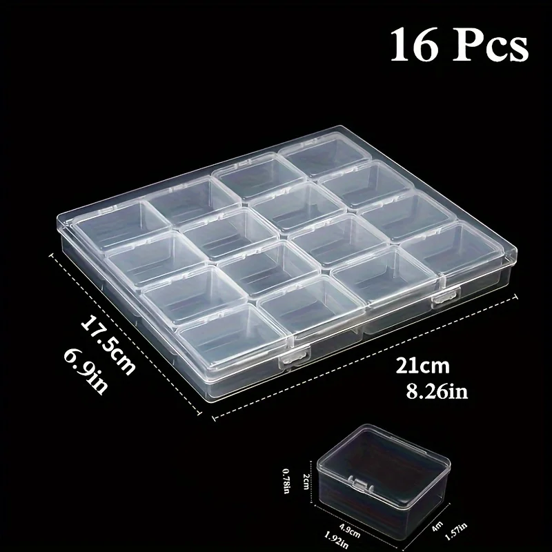 8/16 Grid Large Capacity Diamond Painting Storage Box DIY Bead Jewelry Box Nail Tool Accessories Earring Necklace Box