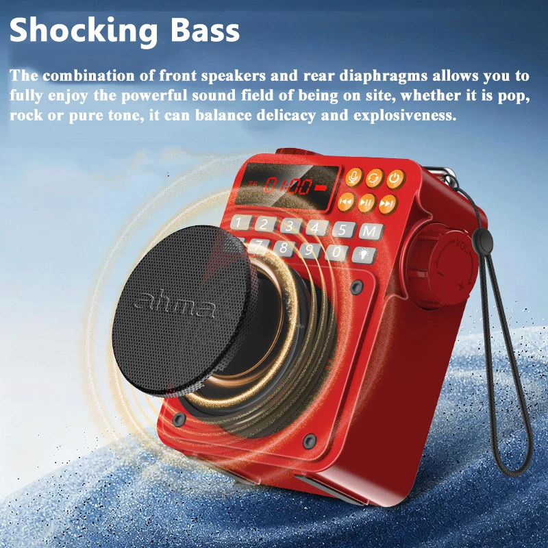 Mini Pocket Bluetooth Speaker Shocking Bass Music Box Soundbar LED Flashlight FM Radio Recorder with HD Display Support TF USB