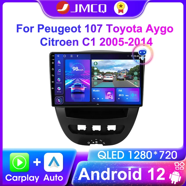 JMCQ Android 12 2 Din Car Multimedia Player: A Smart Upgrade for Your Peugeot 107, Toyota Aygo, and Citroen C1