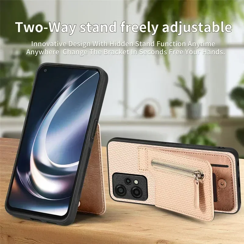 Zipper Wallet Leather Case with Magnetic Back