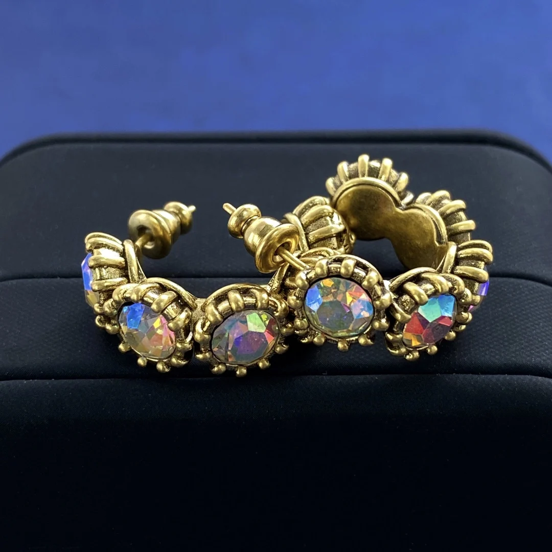 

Retro vintage set with colorful gemstone earrings and bracelets