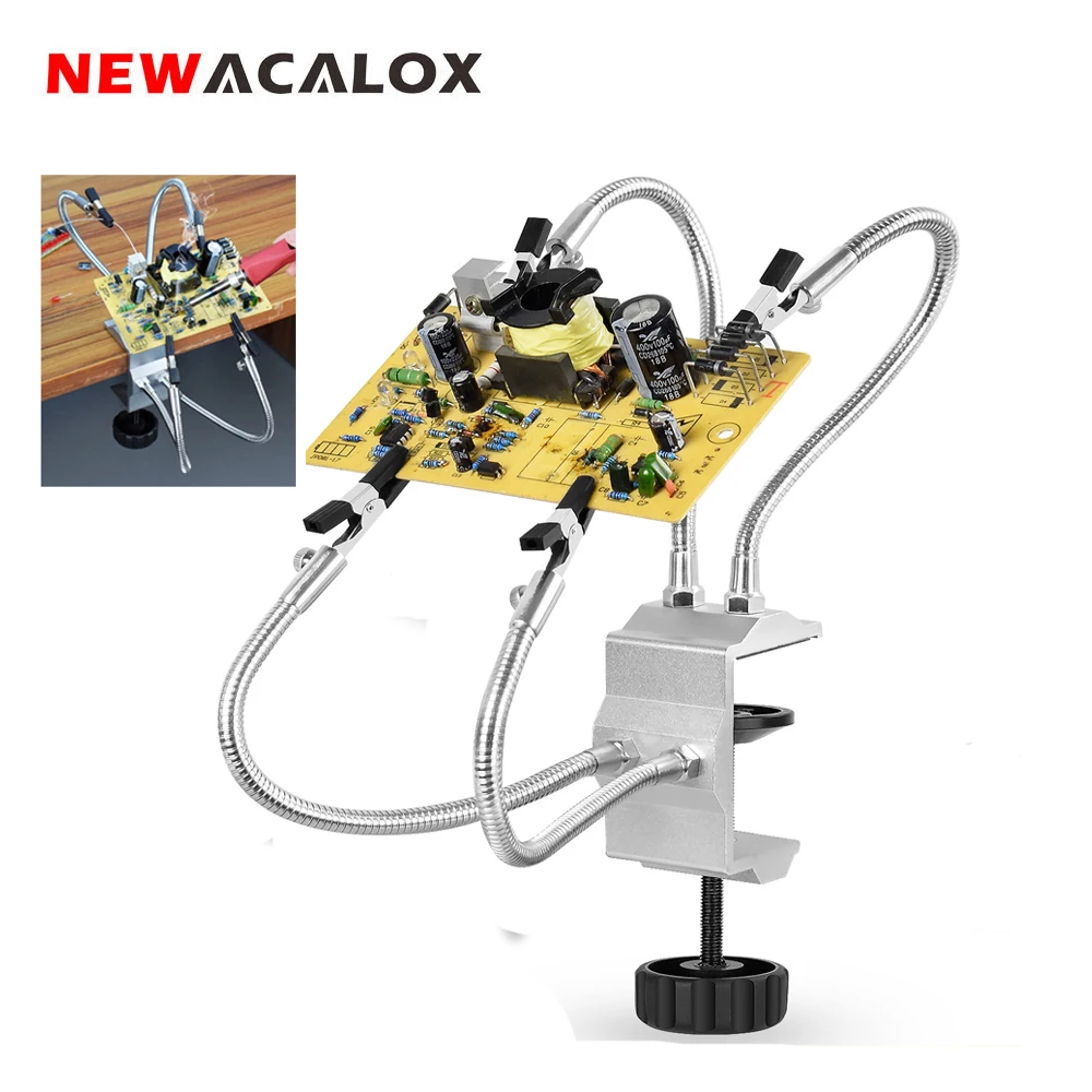 NEWACALOX Desk Clamp Soldering Station Holder PCB Alligator Clip Multi Soldering Helping Hand Third Hand Tool for Welding Repair