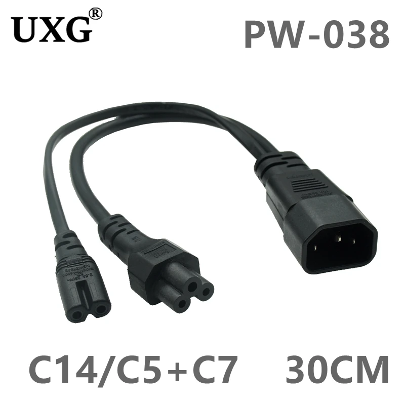 C14 to Dual C13 Y-Splitter Power Cord Adapter - Efficient Power Distribution Solution for Your Devices. Description Image.This Product Can Be Found With The Tag Names Computer Cables Connecting, Computer Peripherals, PC Hardware Cables Adapters