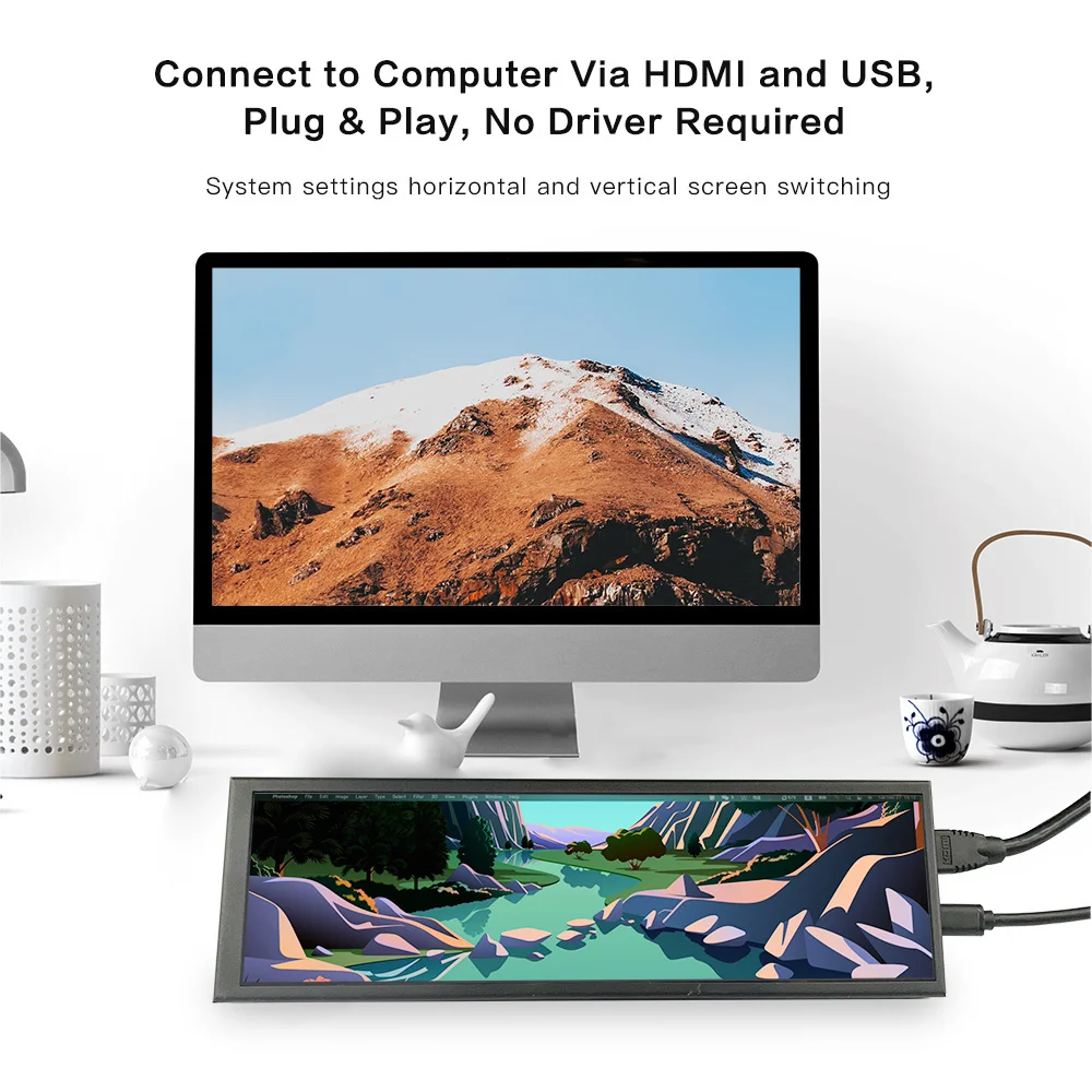 7.9 Inch 400x1280 IPS AIDA64 Mini Gaming Monitor CPU Temperature