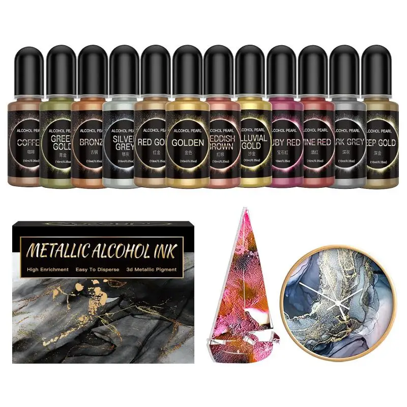 Metallic Candle Color Epoxy Resin Pigment Crafts Liquid Colorant Dye Ink Diffusion Resin Jewelry Making 10ml