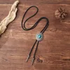 Bolo Tie Adjustable Vintage Sweater Chain Leather High-end Metal Petal Oil Painting Personalized Pendants Necklace Jewelry 3