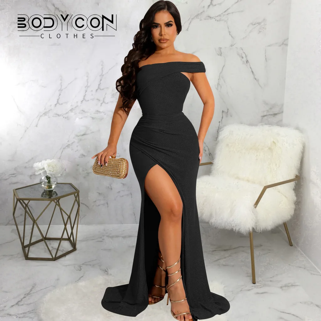 

Bodyconclothes Women's Elegant Sleeveless Off Shoulder Bodycon Long Formal Party Evening Dress