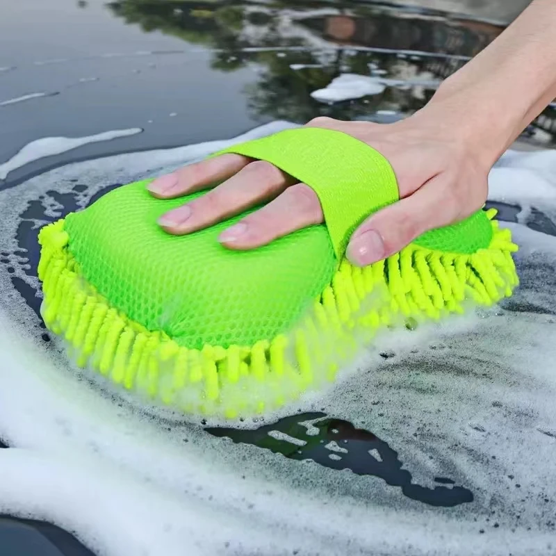 New thincken wash mitt 130g blue microfiber gloves double chenille gloves cloth car cleaning accessories Coral wash glove sponge