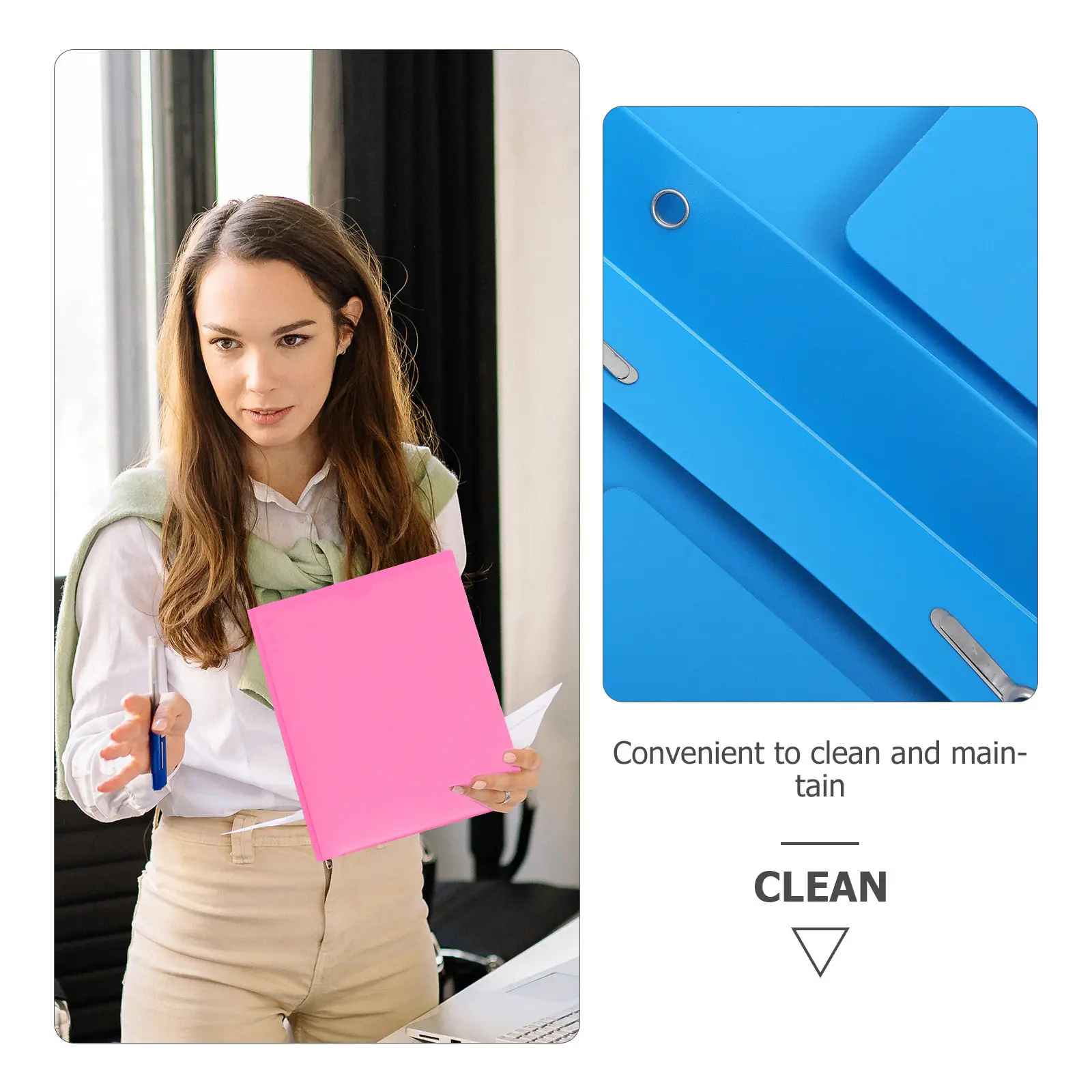 6개의 튼튼한 플라스틱 파일 폴더(2개의 포켓 포함) 사무실, 가정, 학교 문서 정리 및 종이 보관을 위한 매끄럽고 둥근 모서리