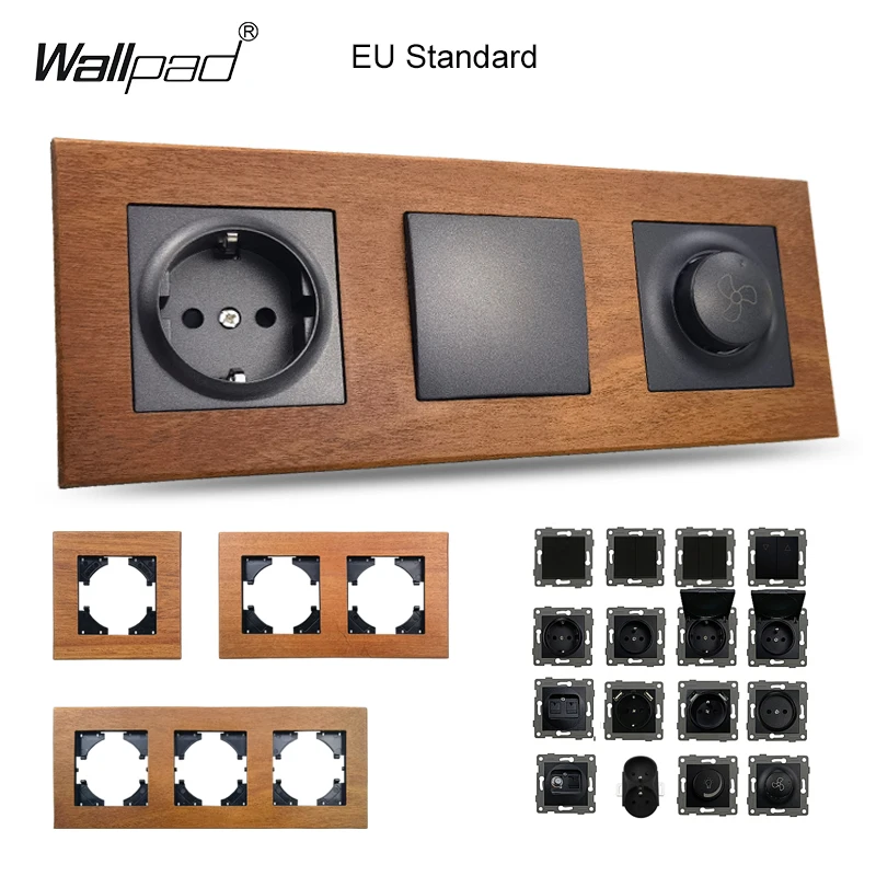 Neutral Wood Wall Panels with Retro Electric Switch and USB Fast Outlet