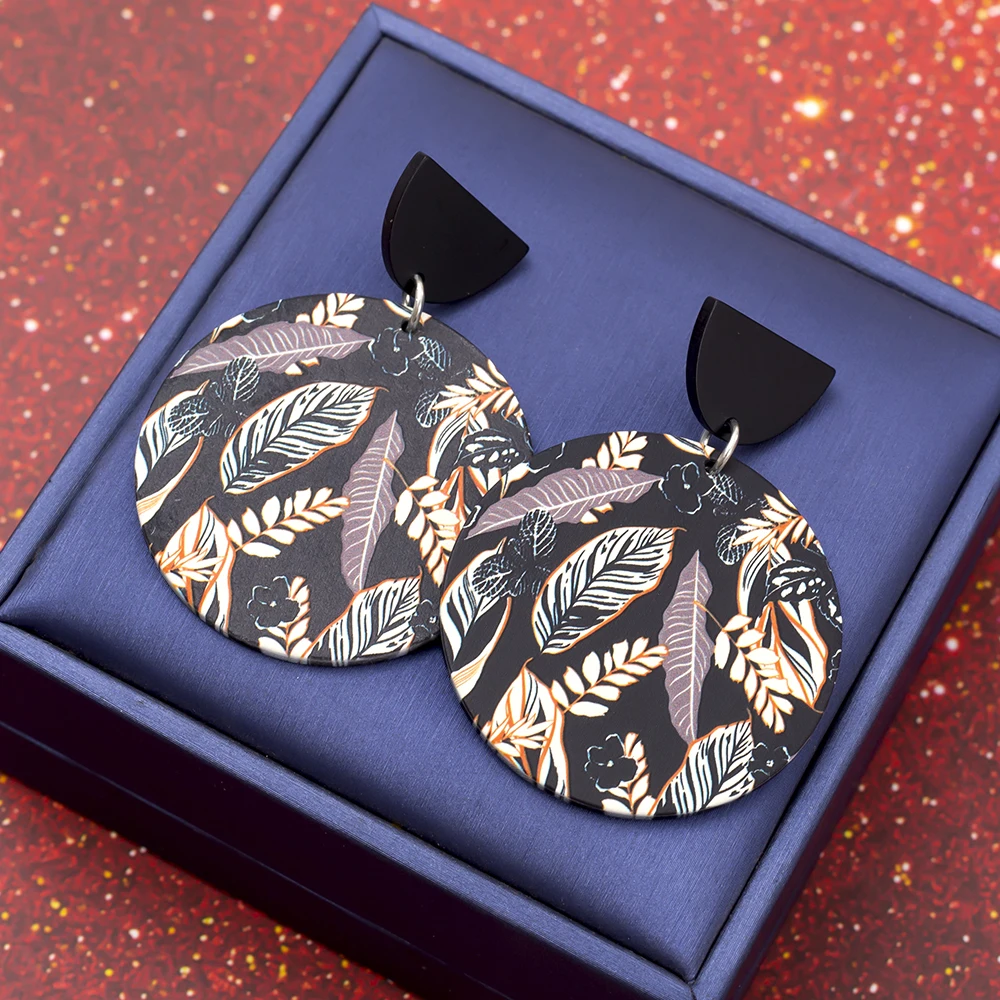 Vivian Acrylic 3D Printing Leaf Dangle Earrings 5