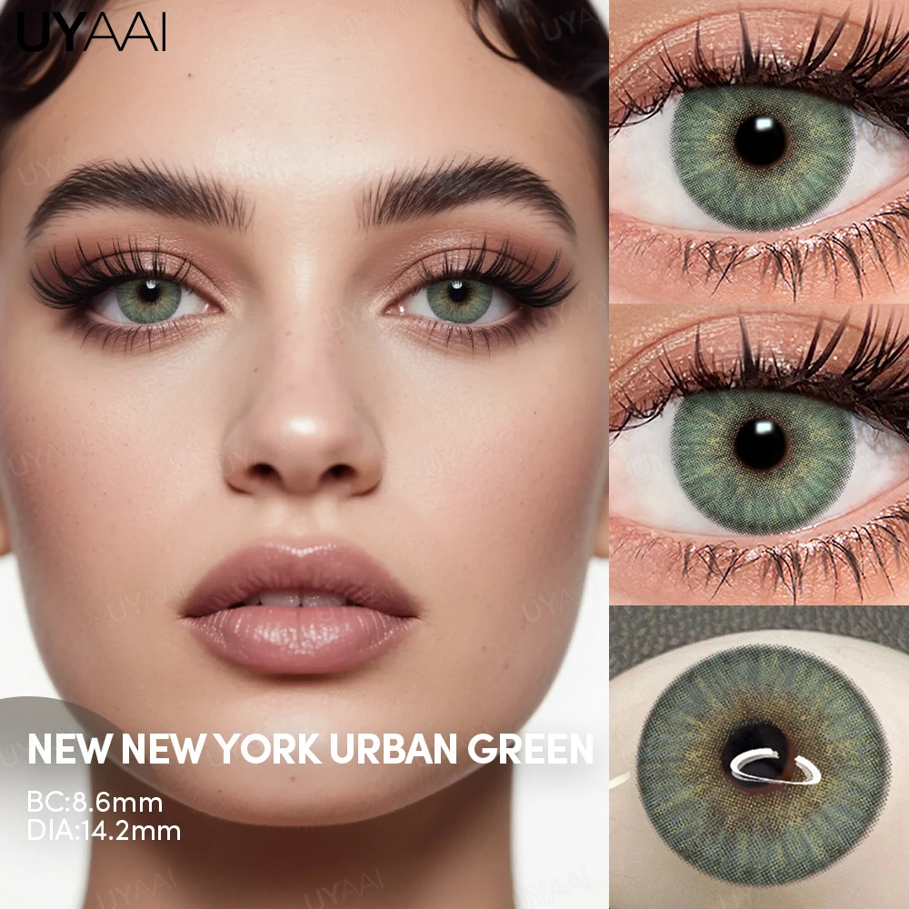 Enhanced Fashionable Colored Contact Lenses in Beauty Green and Natural Brown