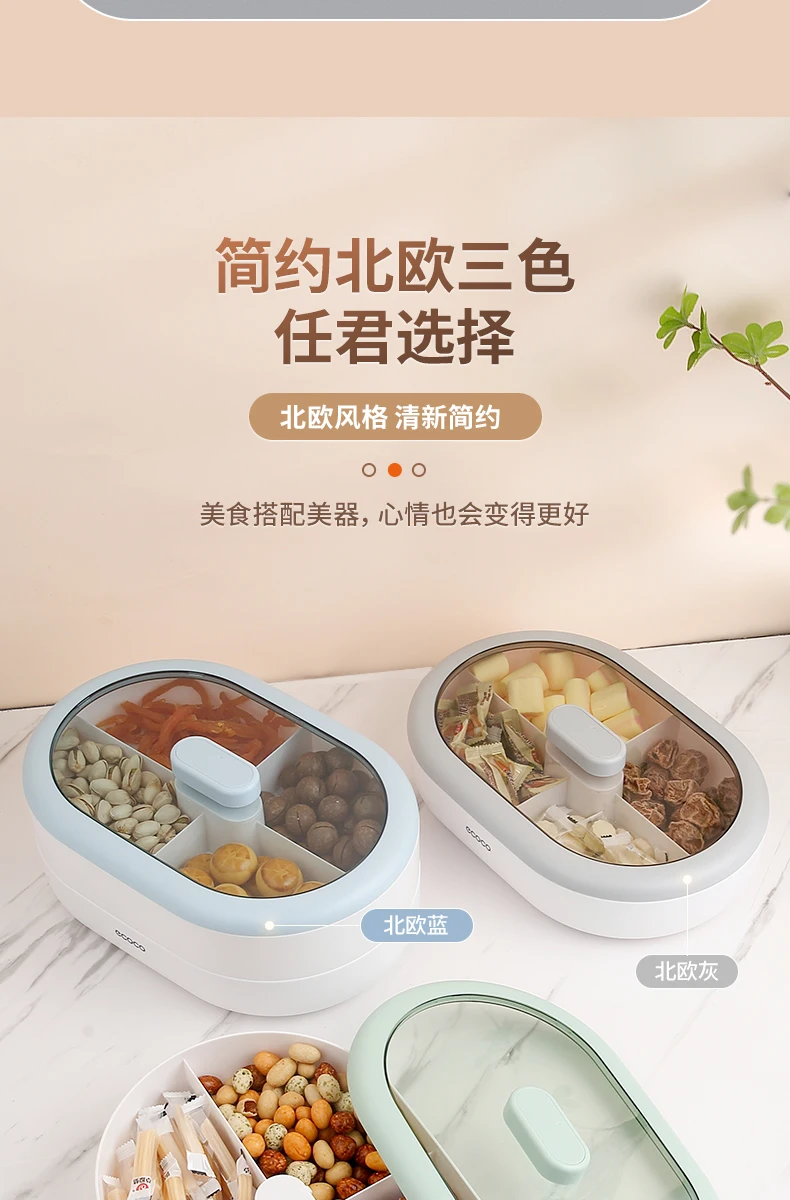 Ecoco Candy Plate Dry Fruit Plate Home Living Room Coffee Table Snack Snack Storage Box Net Red Melon Seeds Refreshment Nut Tray