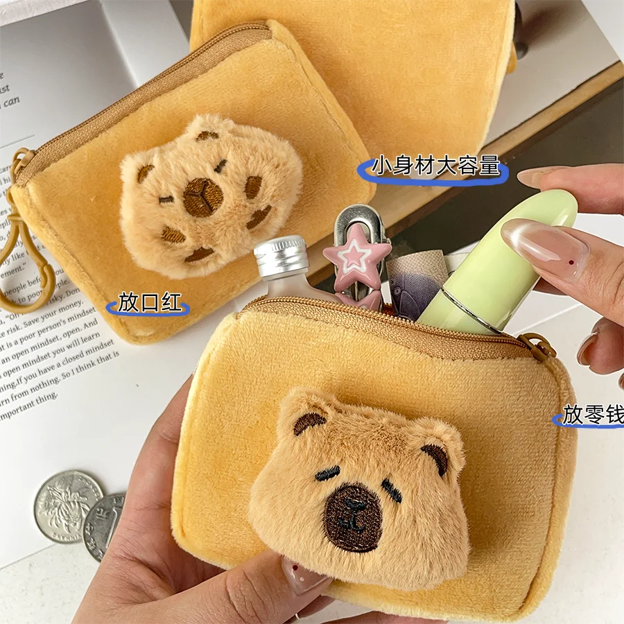 Cute capybara plush coin purse cartoon kapibala doll creative money bag school bag pendant fashion storage pouch storage bag