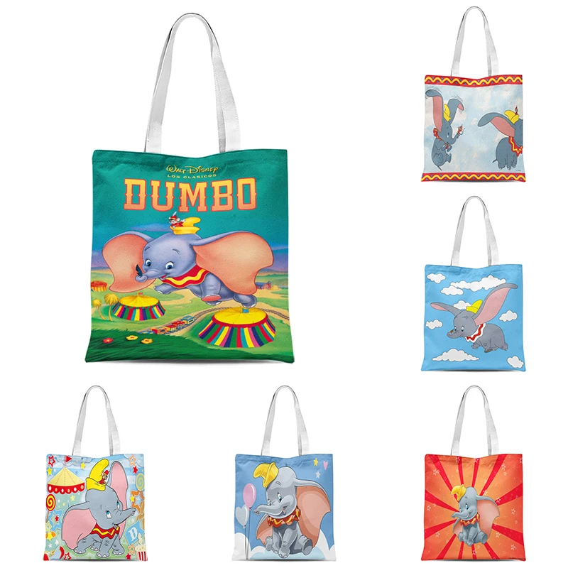

Disney Dumbo Printed Handbags Cartoon Shoulder Bag High Capacity Women Shopping Bag Storage Bags Cartoon ElephantBeach Bags