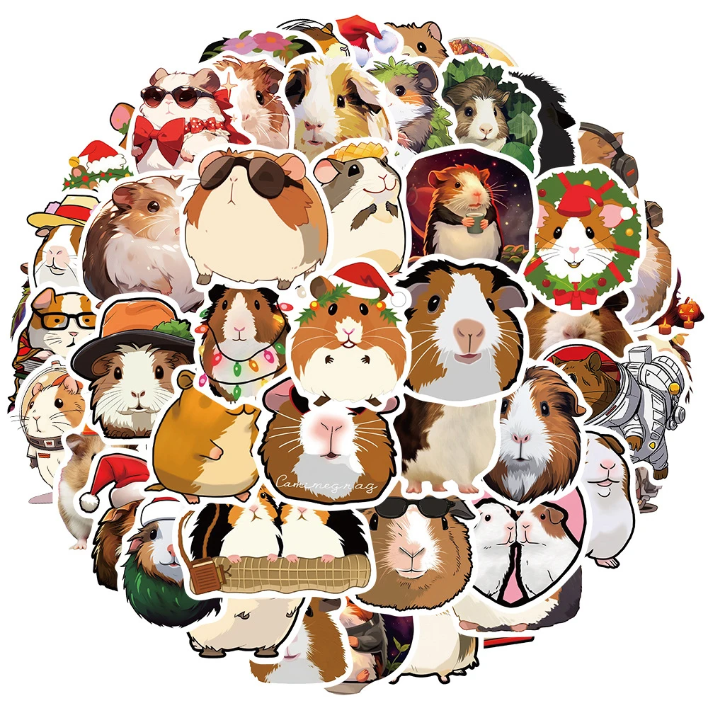 10/30/50pcs Kawaii Animals Guinea Pig Cartoon Stickers Graffiti Scrapbook Stationery Phone Case Waterproof Cute Kids Sticker Toy