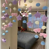 Bow Heart Shaped Curtain Decor Hanging Ornaments Divider String Tassel Curtain Girl Room Living Partiton Beaded Window Valance