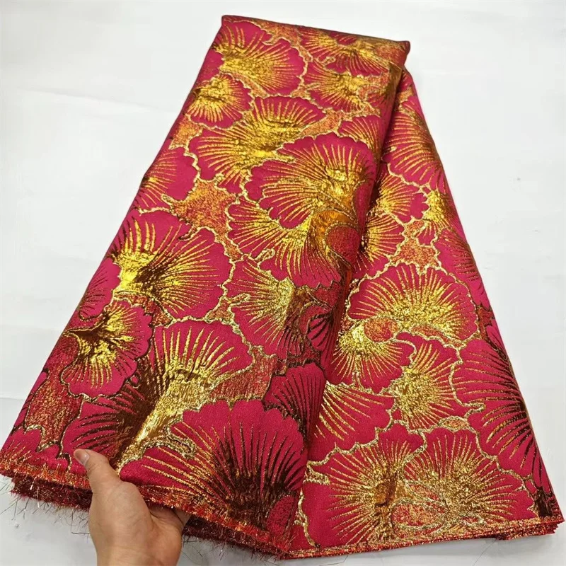 

Новая модная африканская жаккардовая кружевная ткань высокого качества из нигерийской органзы кружевная ткань для свадебного платья красного/желтого цвета