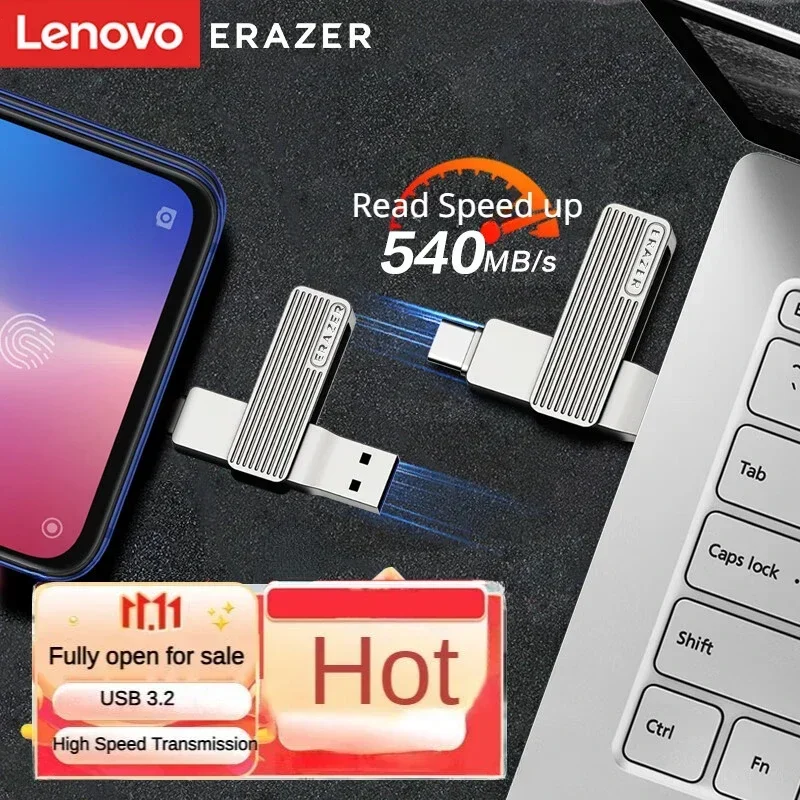 

Lenovo Power 512GB Type-C USB3.2 F500 Pro Silver Read Speed 540MB/s Mobile Computer Dual Interface USB Flash Drive