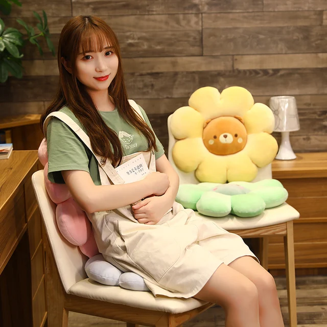 45/60/80cm Animals Flowers Combined Plushie Stuffed Cartoon Plant Pillow Bunny Pig Dino Soft Seat Cushion Props Decoration 2