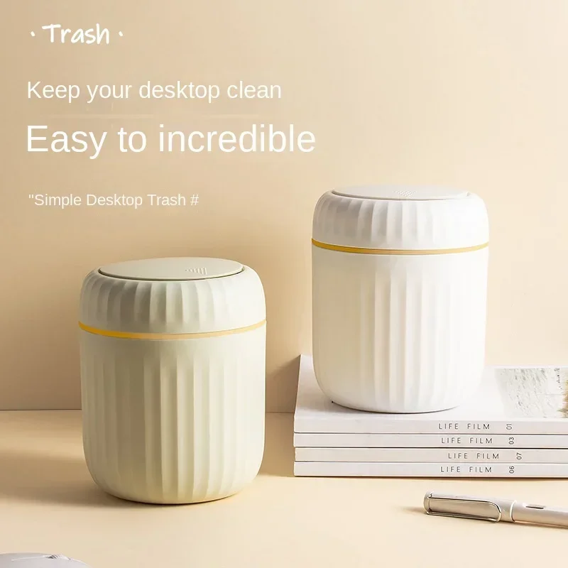 Mini Desktop Trash Can with Lid Garbage Waste Bin Organizer Bedroom Office Desk Storage Box Made Durable Plastic Home Supplies trash can desktop trash can