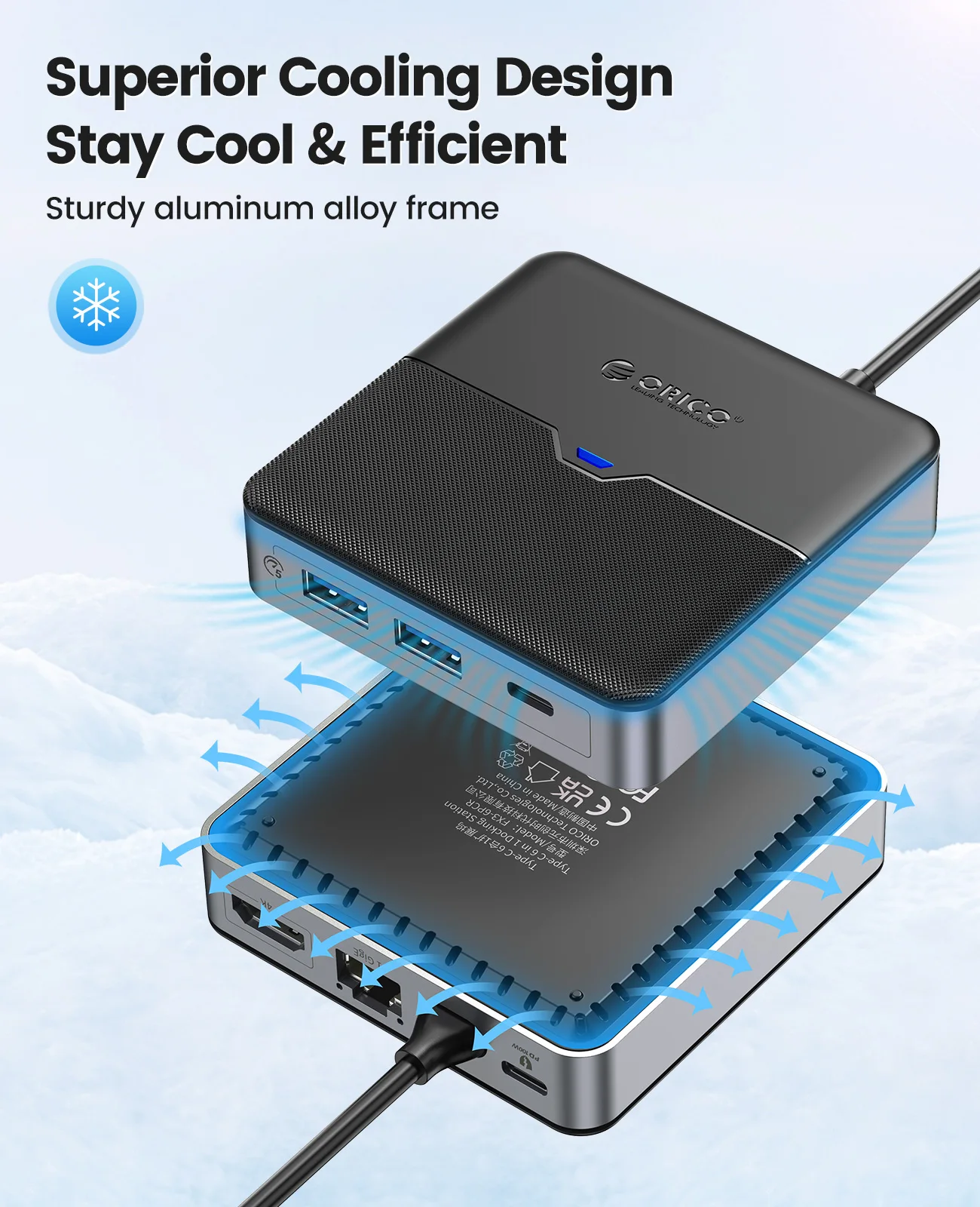 Orico tipo c Docking Station Usb 3.0 Hub 4k60hz Adaptador Rj45 pd Compatível com Hdmi para Macbook Ipad Air m1 Acessórios para pc Splitter - Imagem 5