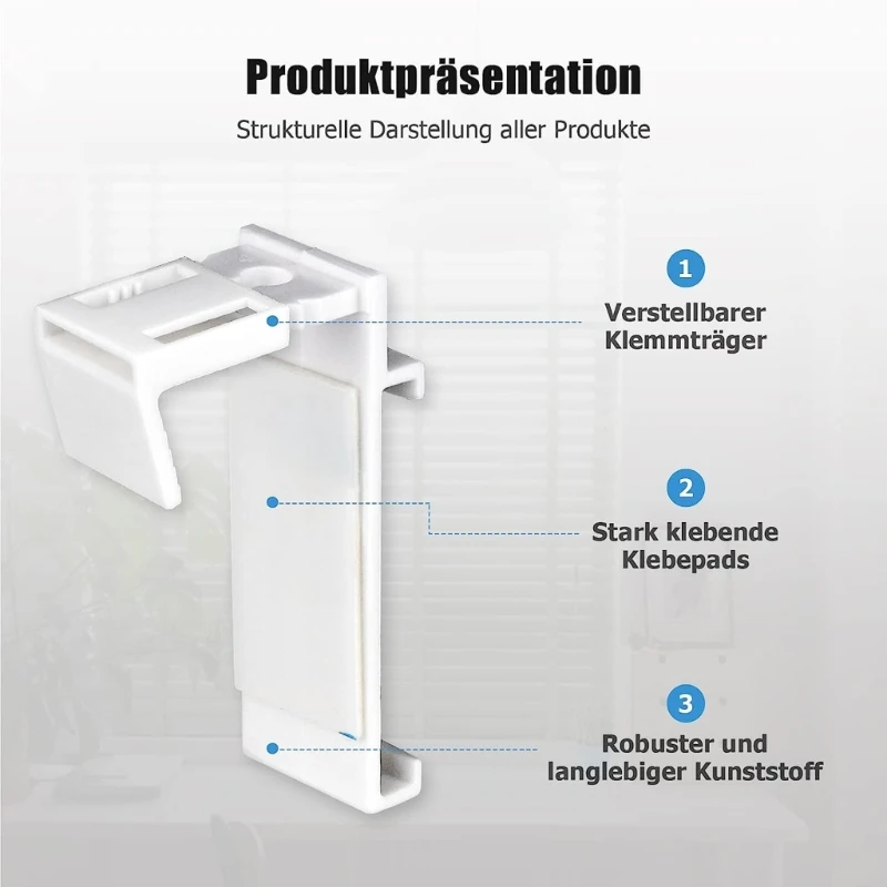 4 Pieces Durable Adhesive Roller Blind Support Brackets Easy to Install Clamp Support Bracket for PVC Wood Window Door Y5GB roller blind support bracket