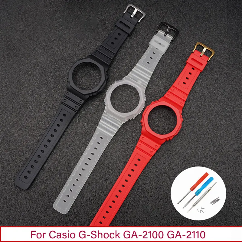 Resin Strap Case For Casio G Shock GA 2100 GA 2110 Replace Watch Band Quick Release