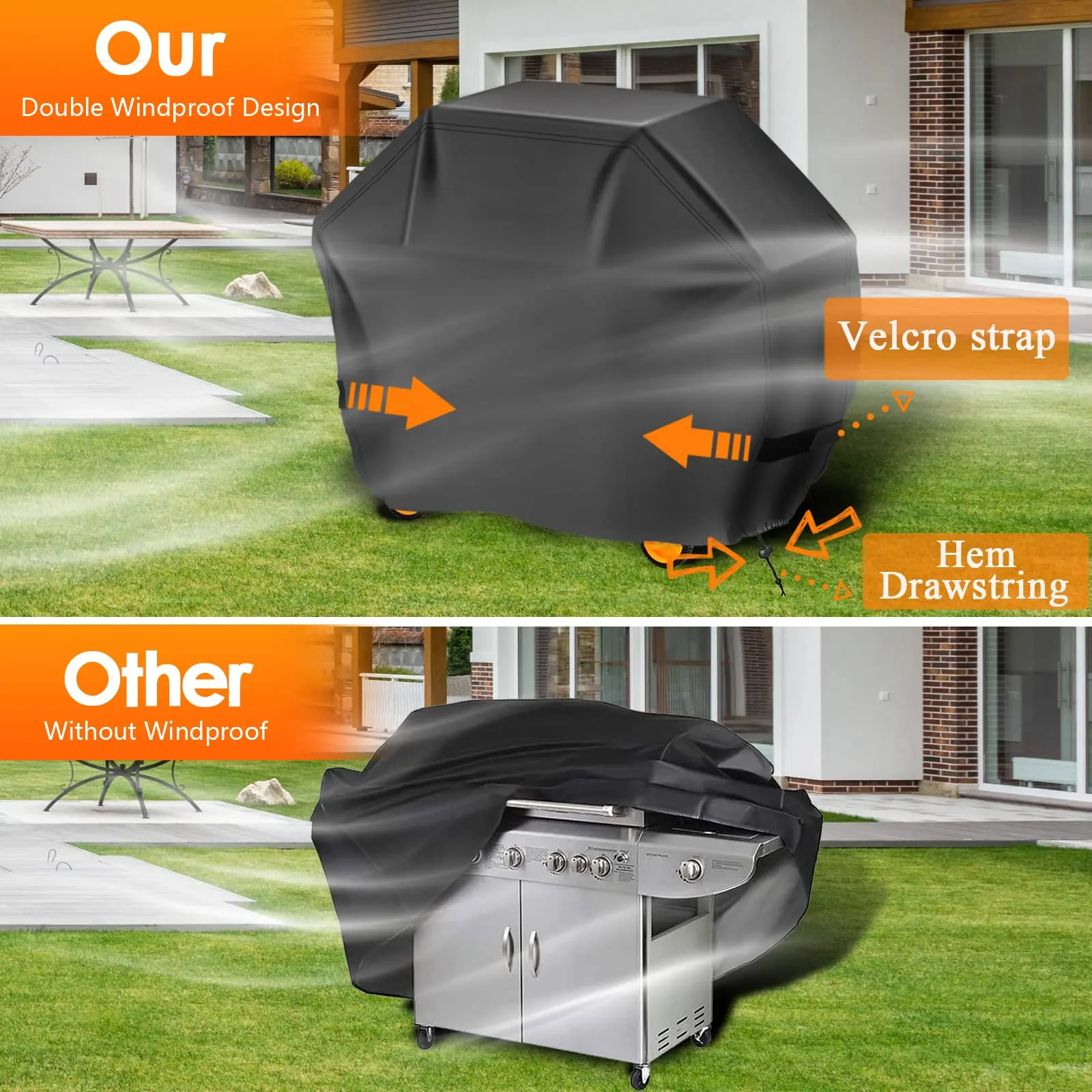 BBQ Grill Barbeque Cover Waterproof,Anti-UV Material with Adjustable Strap Heavy Duty Charbroil Grill Cover 7 Size