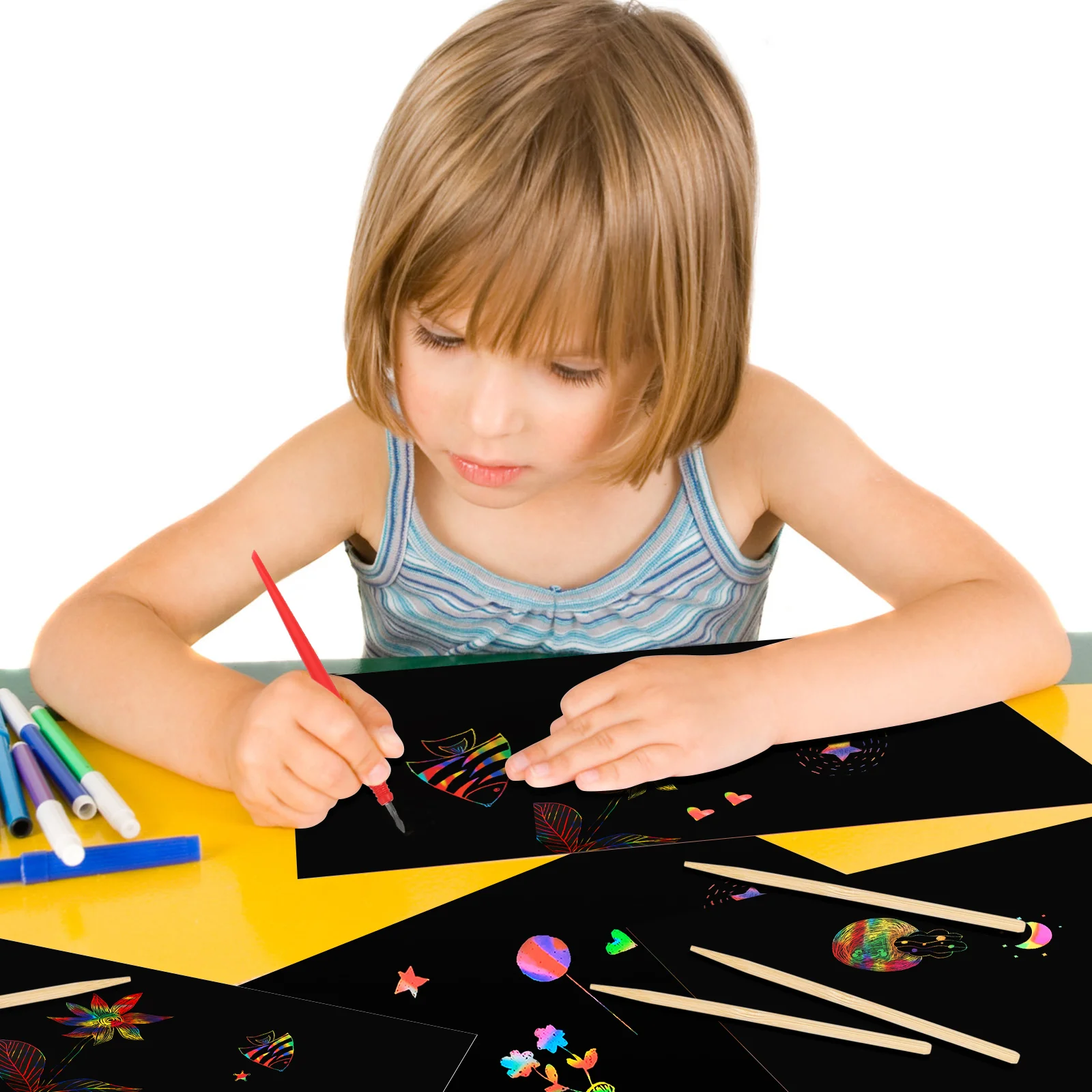 Scratch Painting Tools off Picture Metal Tip Pen Scratching Pens Bicuspid 12 Pcs