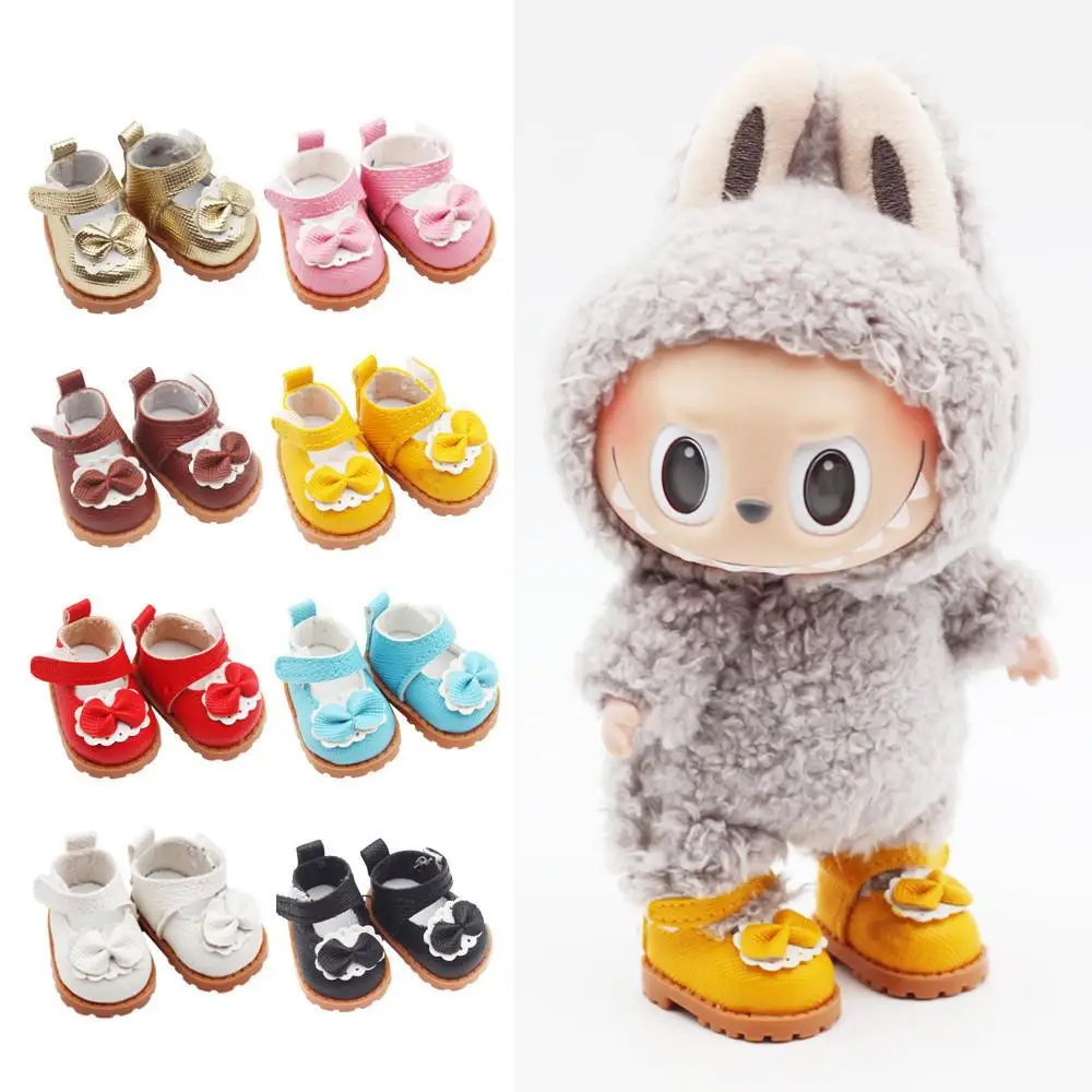 For Labubu Bow Shoes for 17cm Labubu 10cm for EXO /Cotton Doll Finger Shoes Doll Leather Shoes 2