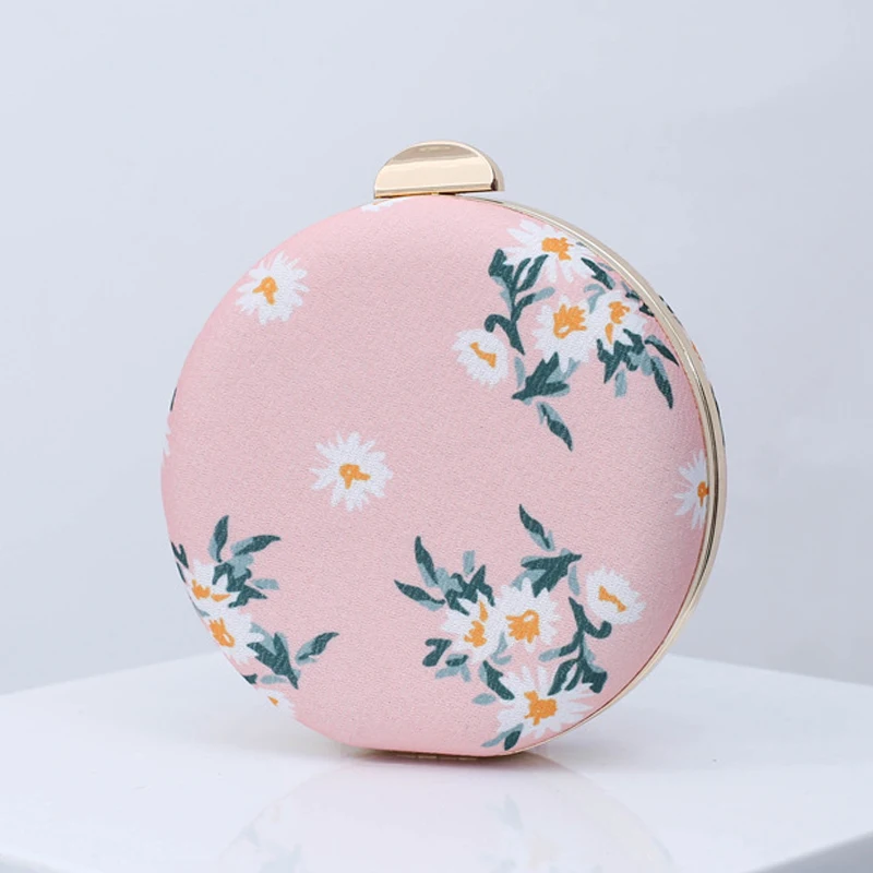 

Round Women's Small Bags Cloth with Flower Embroidery Japanese Style Handbags for Ladies Petite Evening Crossbody Shoulder Bag