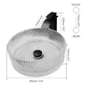 Transparent Thick Glass Basin Set Diamond Shaped Texture Bathroom Sink W/ Matte Black Faucet And Pop-up Drainage Mixer Tap 2
