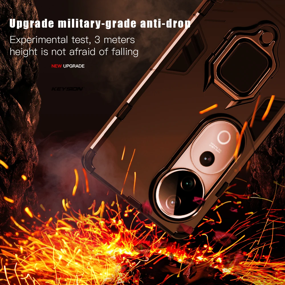 Rugged Shockproof Armor Case with Ring Stand Holder - Soft Silicone + PC Back Cover