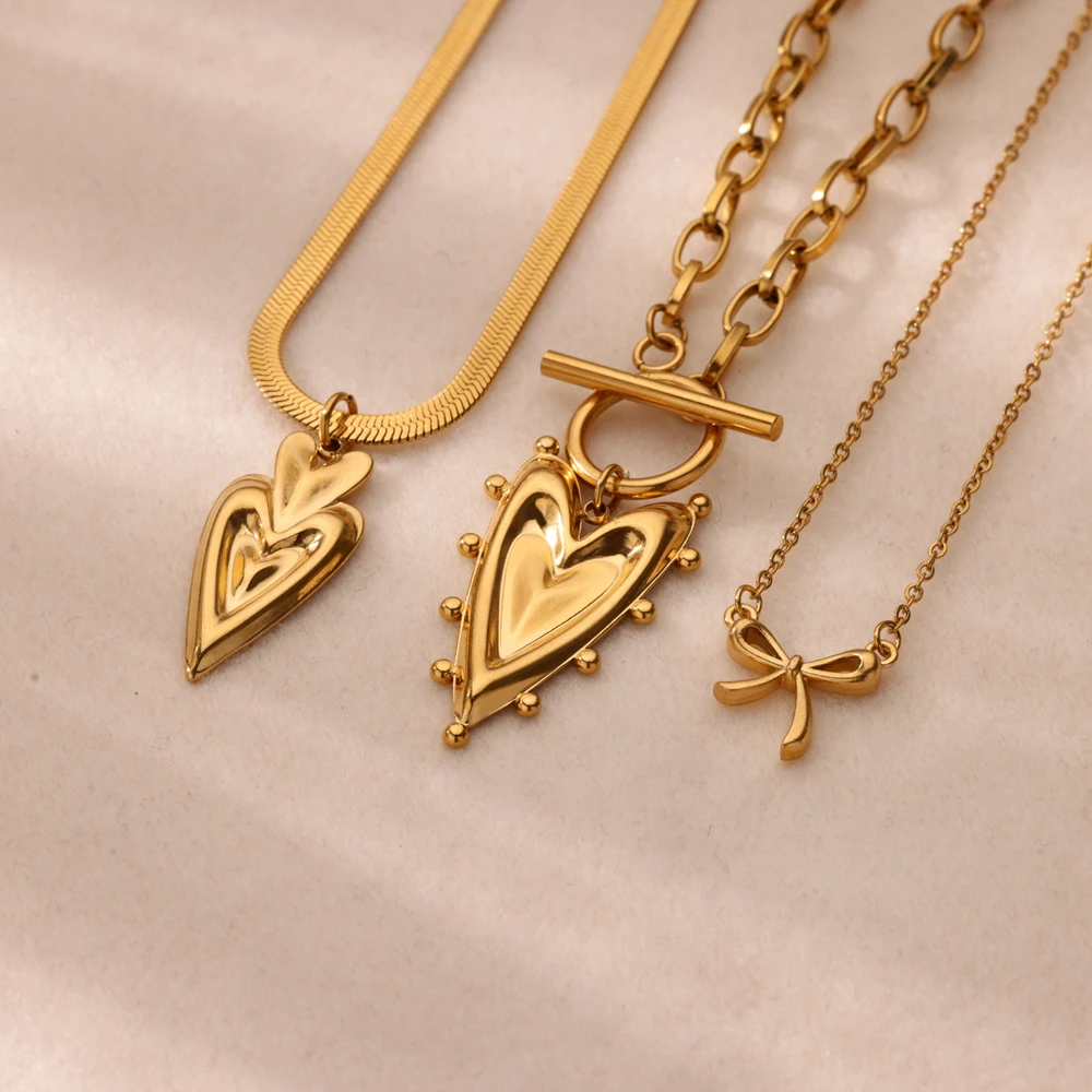 Geometric Necklaces For Women Gold Stainless Steel Necklace