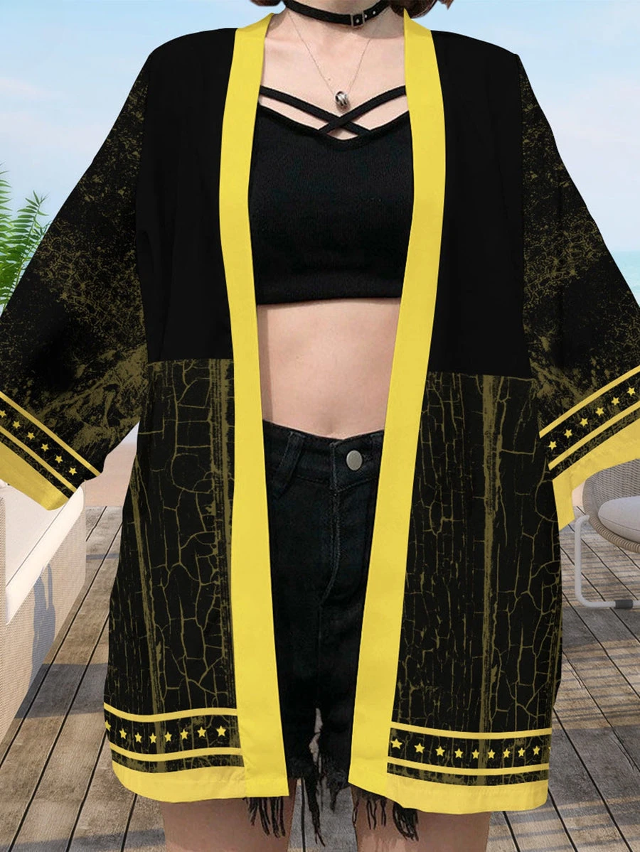 Black Clover Bulls Kimono Cape Loose Three-quarter Sleeve Cardigan Robe Haori