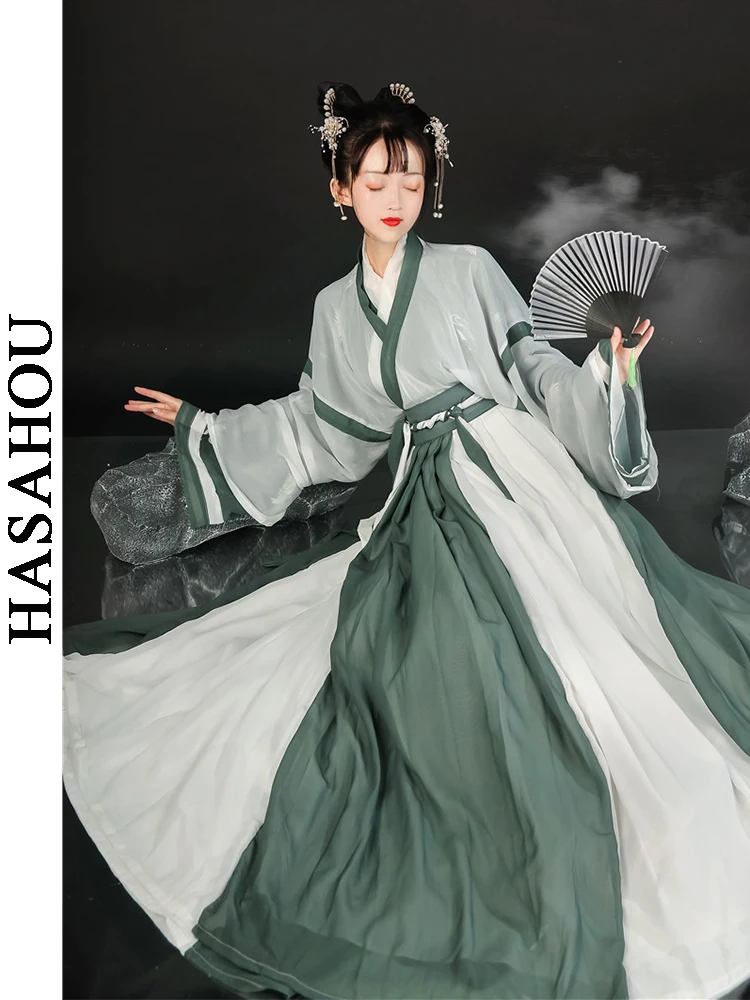 

Original Hanfu Green Blue Chinese Traditional Clothes Tang Dynasty Retro Hanbok Improvement Cosplay Ethnic Dance Costumes